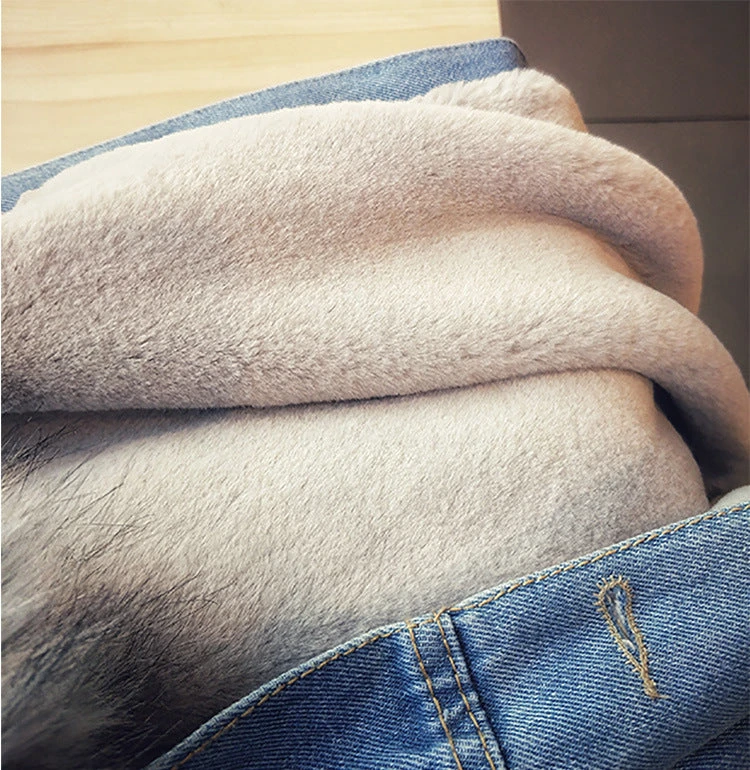 Large Fur Collar Plus Velvet Thick Loose Denim Cotton Coat(Large Fur Collar Plus Velvet Thick Loose Denim Cotton Coat) 4 Large Fur Collar Plus Velvet Thick Loose Denim Cotton Coat(Large Fur Collar Plus Velvet Thick Loose Denim Cotton Coat) - Image 2