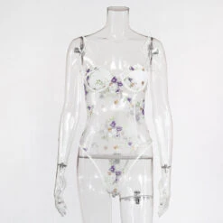Black Romantic Floral Lacy See Thru Emroidered Sheer Bodysuit(Black Romantic Floral Lacy See Thru Emroidered Sheer Bodysuit) -sofyee store 13686410400 442245048