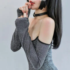 SofyeeBlack Silver Silk Shiny Strapless Hip Skirt Suit(Sofyee Black Silver Silk Shiny Strapless Hip Skirt Suit)