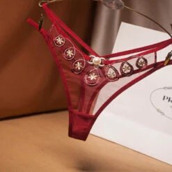 Black Sheer FlowerT-Lace String(Black Sheer Flower T Lace String) -sofyee store 17118581740 236062332