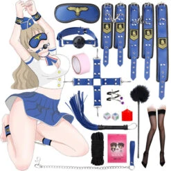 Blue Kawaii Captain Angel Soft BDSM Lover Gothic Bondage Gears Accessories 16 PCS Set(Blue Kawaii Angel Soft Bdsm Lover Gothic Bondage Gears Accessories 16 Pcs Set)