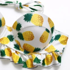 Your Dreaming Vacation Kiss Pineapple Printed Bikini Set(Your Dreaming Vacation Kiss Pineapple Printed Ruffle Trimmed Bikini Set 170610) -sofyee store 3745515244 1238471040