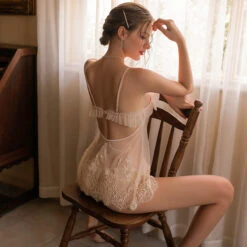 Sofyee See-Through Mesh Lace Underwire Suspender Nightdress(Sofyee See Through Mesh Lace Underwire Suspender Nightdress) -sofyee store 5543 6