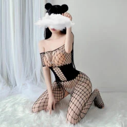 Sexy Black Sheer Full Body Bondage Fishnet Body Stocking(Sexy Black Sheer Full Body Bondage Fishnet Body Stocking) -sofyee store 7545 11