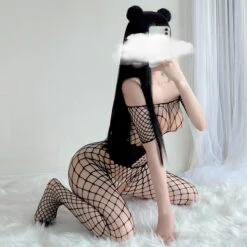 Sexy Black Sheer Full Body Bondage Fishnet Body Stocking(Sexy Black Sheer Full Body Bondage Fishnet Body Stocking) -sofyee store 7545 4