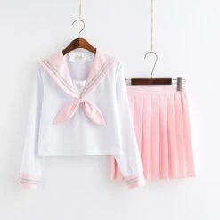 Bow Tie Pink Japanese School Girl Uniform Sailor Moon Shirt Skirt Set(Bow Tie Pink Japanese School Girl Uniform Sailor Moon Shirt Skirt Set)