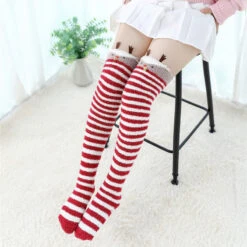 Bunny Striped Kawaii Tumblr Lolita Cutie Over Knee Thigh High Long Socks(Striped Kawaii Tumblr Lolita Cutie Over Knee Thigh High Long Socks) -sofyee store 9117316991 826603078