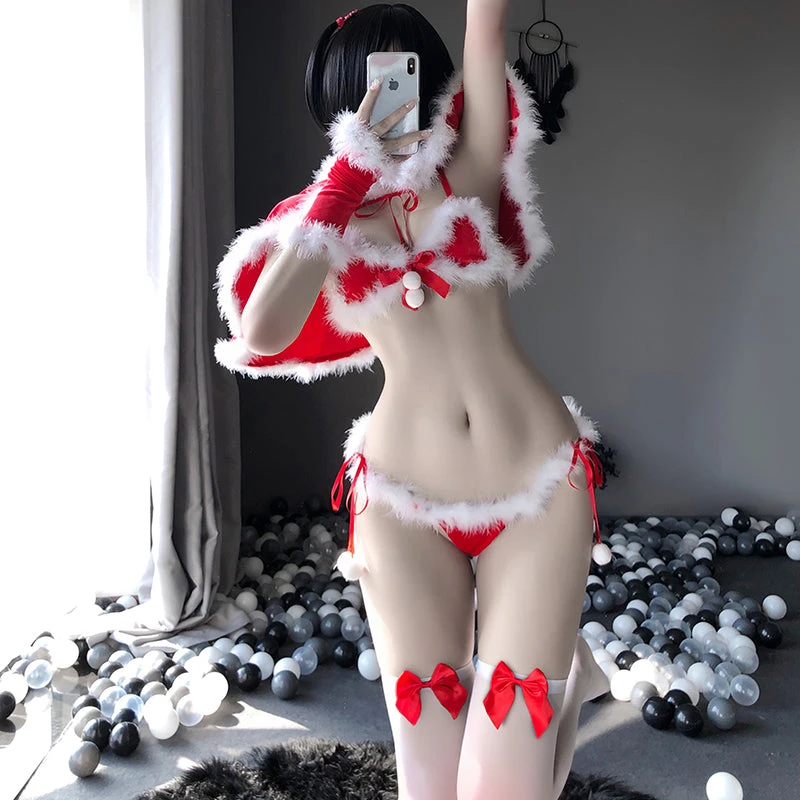 Sexy Anime Christmas Sensual Bodysuit(Sofyee Sexy Lace Up Plush Christmas Short Cloak Uniform Suit) 3 Sexy Anime Christmas Sensual Bodysuit(Sofyee Sexy Lace Up Plush Christmas Short Cloak Uniform Suit)