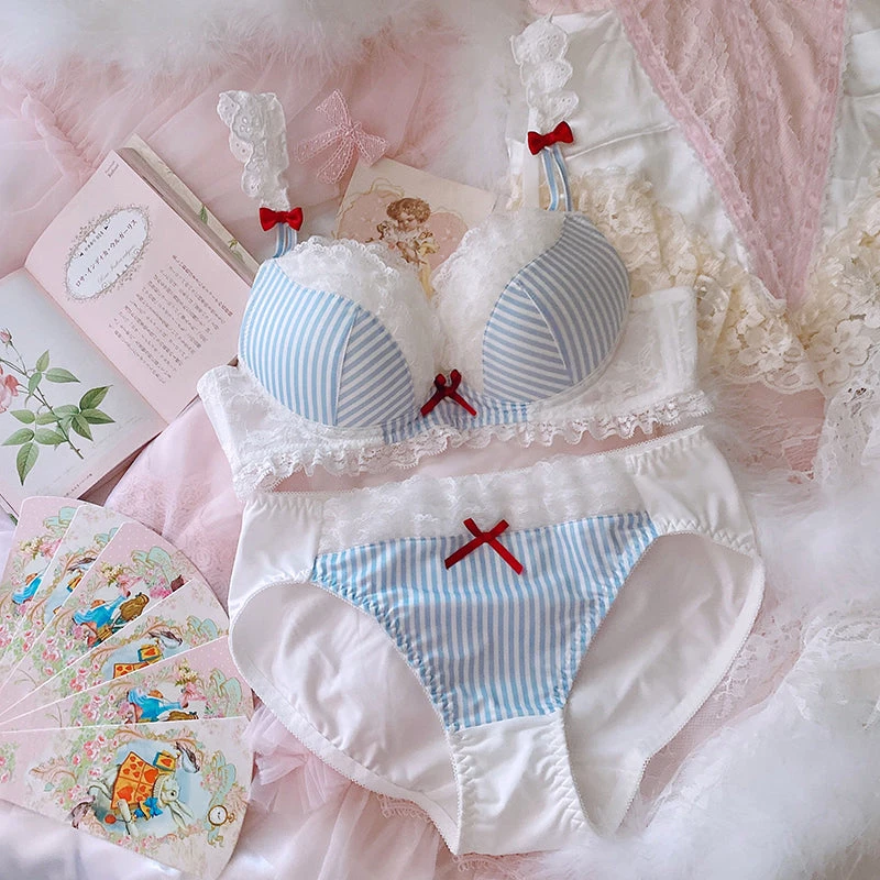 Japanese Girl Cute Sexy Blue Striped Cake Lace Plus Size Bra Set(Japanese Girl Cute Sexy Blue Striped Cake Lace Plus Size Bra Set 1) 3 Japanese Girl Cute Sexy Blue Striped Cake Lace Plus Size Bra Set(Japanese Girl Cute Sexy Blue Striped Cake Lace Plus Size Bra Set 1)