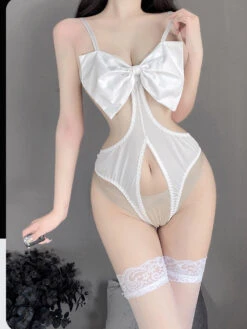 White Bow Anime Japanse Swim Girl(White Bow Anime Japanse Swim Girl)