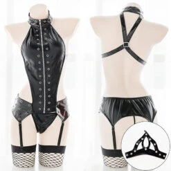 Japanese Sexy Button Up Leather Bondage Bodysuit(Japanese Sexy Button Up Leather Bondage Bodysuit)