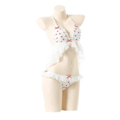 Kawaii Strawberry Ruffle School Girl Bikini Like Set(Kawaii Strawberry Ruffle School Girl Bikini Like Set)