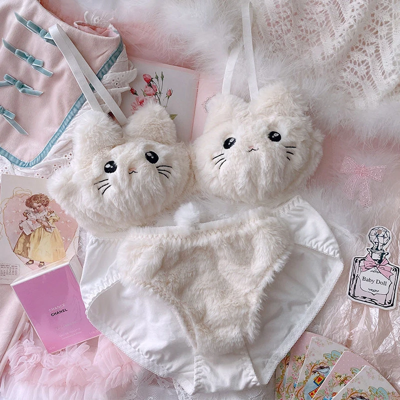 Japanese Cute Pink Plush Cat Embroidery No Steel Ring Bra Set(Japanese Cute Pink Plush Cat Embroidery No Steel Ring Bra Set) 5 Japanese Cute Pink Plush Cat Embroidery No Steel Ring Bra Set(Japanese Cute Pink Plush Cat Embroidery No Steel Ring Bra Set) - Image 3