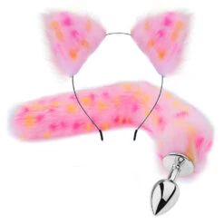 Pink Anime Sexy Cat Ear Headband Butt Plug Tail Set(Pink Anime Sexy Cat Ear Headband Butt Plug Tail Set 2)