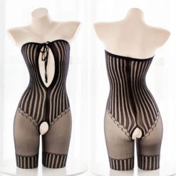 Crotchless Black Sheer Seductive Bondage Fishnet Body Stocking(Black Sheer Seductive Bondage Fishnet Body Stocking)