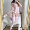 Pink Girl Lace Up Honeymoon Bodysuit Set(Pink Girl Lace Up Honeymoon Bodysuit Set)