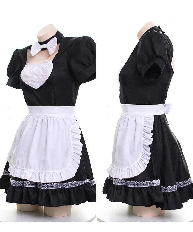 Sexy Kawaii Anime Cute Bow Neck Backless Maid Dress Cosplay Set Headband & Dress & Apron & Cuff 4PCS Set(Sexy Kawaii Anime Cute Bow Neck Backless Maid Dress Cosplay Set Headband Dress Apron Cuff 4pcs Set) 6 Sexy Kawaii Anime Cute Bow Neck Backless Maid Dress Cosplay Set Headband & Dress & Apron & Cuff 4PCS Set(Sexy Kawaii Anime Cute Bow Neck Backless Maid Dress Cosplay Set Headband Dress Apron Cuff 4pcs Set) - Image 4